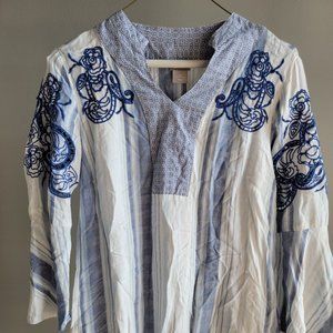 Chico's| Blue and White Striped Tunic